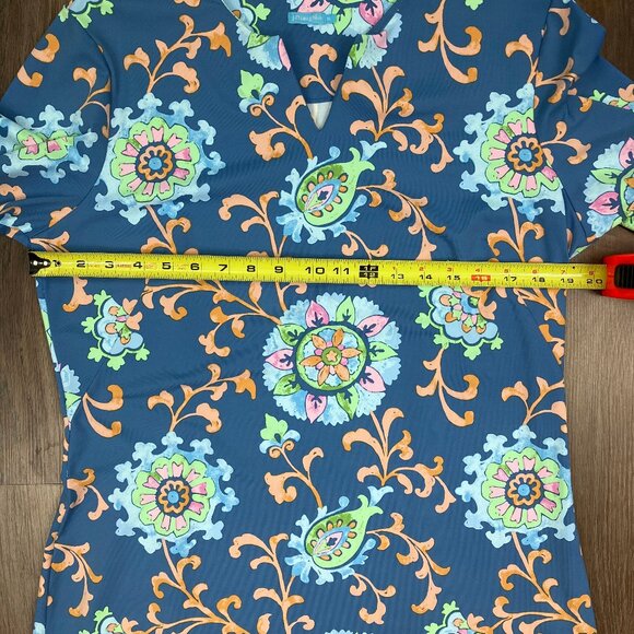 J. McLaughlin Blue Floral Carly Print Dress Sheath Midi Dress XL Long Sleeve - Picture 6 of 12